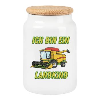 Traktor - Ich bin ein Landkind - Keksdose mit Holzdeckel - Weiß - Vorne