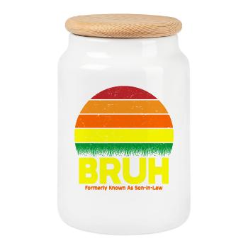 Bruh Retro Sunset Logo - Keksdose mit Holzdeckel - Weiß - Vorne