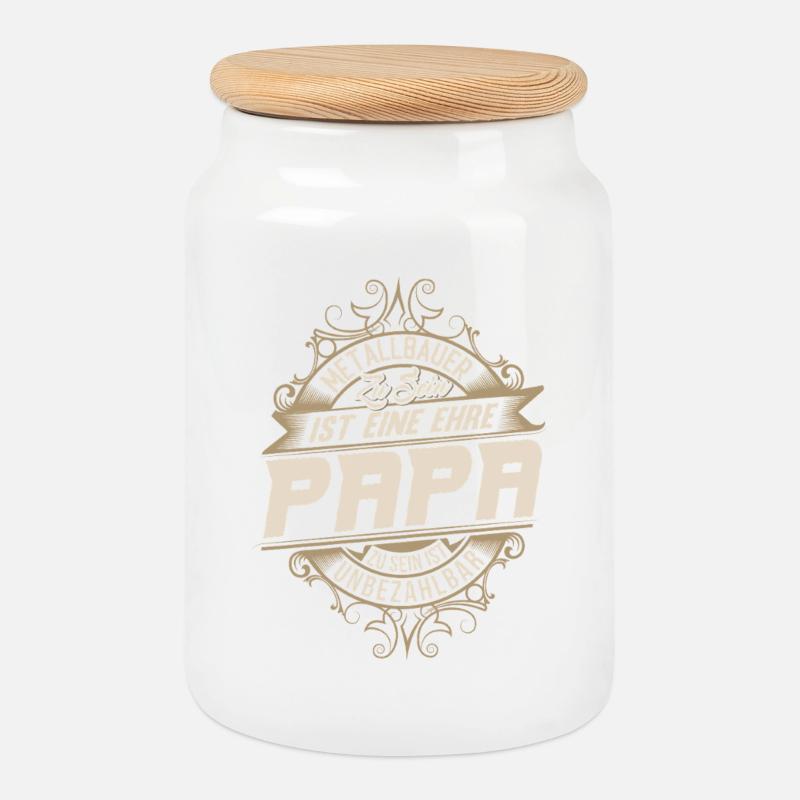 Metallbauer Papa - Keksdose mit Holzdeckel - Weiß