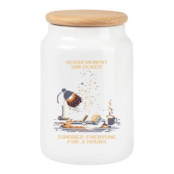 Achievement Unlocked | Reading Books Nerd - Cookie Jar with Wooden Lid - white - Front