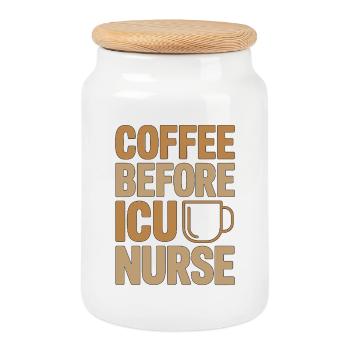 ICU Nurse Coffee Registered Nurse Coffee Lover - Keksdose mit Holzdeckel - Weiß - Vorne