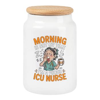 ICU Nurse Morning Is Not My Time Rapid Response - Keksdose mit Holzdeckel - Weiß - Vorne