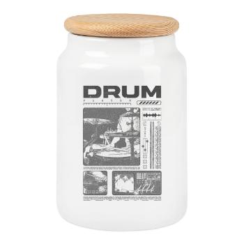 Batteur rock Drumplayer Streetwear - Boîte à biscuits avec couvercle en bois - blanc - Devant