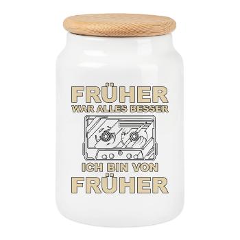 Everything was better in the past - I'm from before - Cookie Jar with Wooden Lid - white - Front