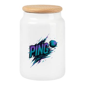 Ping Pong - Tennis de Table - Boîte à biscuits avec couvercle en bois - blanc - Devant