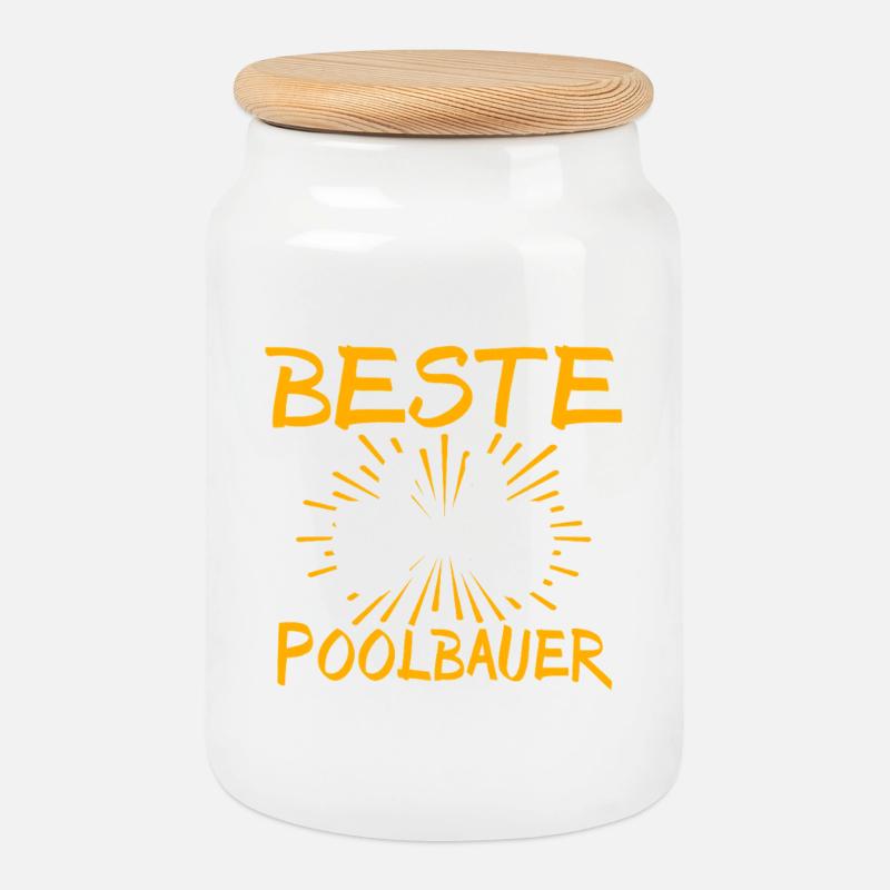Idée cadeau pour constructeur de piscines - Boîte à biscuits avec couvercle en bois - blanc