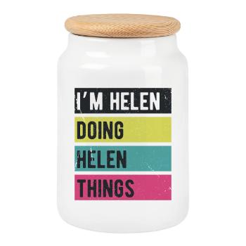 Ich bin Helen und mache Helen Things Retro Colors - Keksdose mit Holzdeckel - Weiß - Vorne