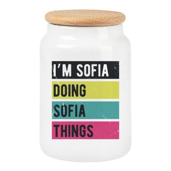 I’m Sofia Doing Sofia Things Retro Colors - Cookie Jar with Wooden Lid - white - Front
