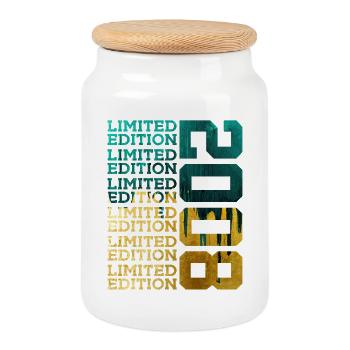 LIMITED EDITION 2008 18 YEARS 18TH BIRTHDAY - Cookie Jar with Wooden Lid - white - Front