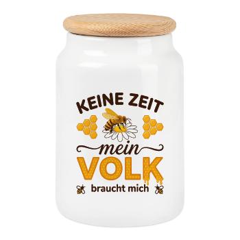 No time, my colony needs me, beekeeper and bees - Cookie Jar with Wooden Lid - white - Front