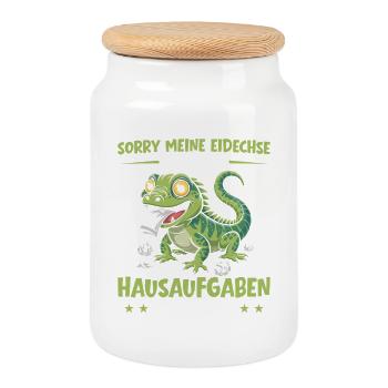 Lizard Ate My Homework Student - Cookie Jar with Wooden Lid - white - Front