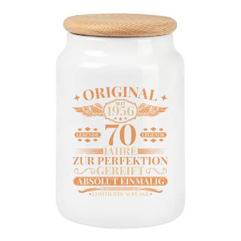 70. Geburtstag Lebende Legende seit 1956 - Keksdose mit Holzdeckel - Weiß - Vorne