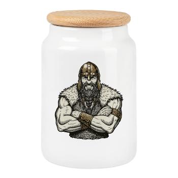 Wikinger Viking Legende Seemann Odin Rabe Kämpfer - Keksdose mit Holzdeckel - Weiß - Vorne