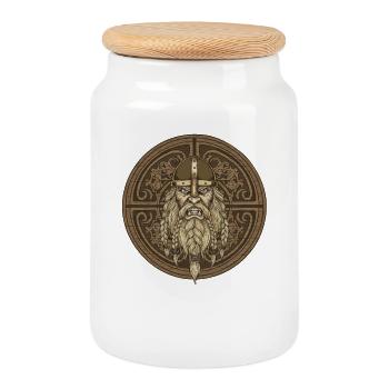 Wikinger Viking Legende Seemann Odin Rabe Kämpfer - Keksdose mit Holzdeckel - Weiß - Vorne