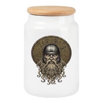 Wikinger Viking Legende Seemann Odin Rabe Kämpfer - Keksdose mit Holzdeckel - Weiß - Vorne
