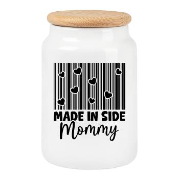 Cœurs de maman faits en face - Boîte à biscuits avec couvercle en bois - blanc - Devant