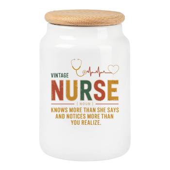 Vintage Nurse Spruch Shirt - Keksdose mit Holzdeckel - Weiß - Vorne