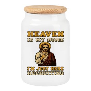 Heaven is my Home - Uncle Jesus Recruiting  - Keksdose mit Holzdeckel - Weiß - Vorne
