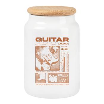 Guitar Player Rock Guitarist Streetwear Musician - Cookie Jar with Wooden Lid - white - Front