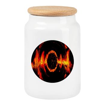 Feuerauge Lava Kreis - Keksdose mit Holzdeckel - Weiß - Vorne