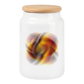 Circular Swirl Color Spiral - Cookie Jar with Wooden Lid - white - Front