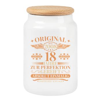18th Birthday Living Legend since 2008 - Cookie Jar with Wooden Lid - white - Front