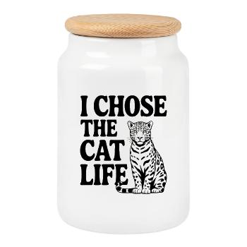 J’ai choisi la vie de chat - Boîte à biscuits avec couvercle en bois - blanc - Devant