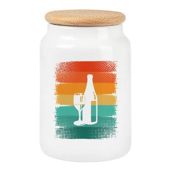 Vin - Boîte à biscuits avec couvercle en bois - blanc - Devant