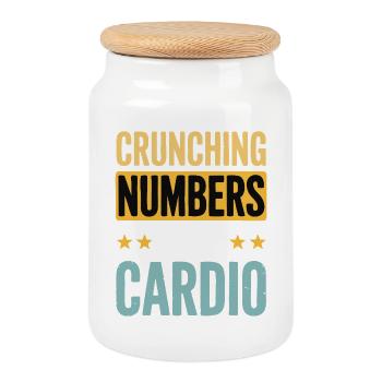 Calcul - Cardio Humour Financier - Boîte à biscuits avec couvercle en bois - blanc - Devant