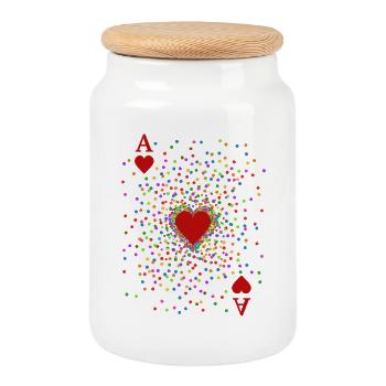 Heart Ace Confetti Costume | Carnival disguise - Cookie Jar with Wooden Lid - white - Front