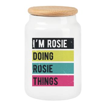 Ich bin Rosie, mache Rosie Things Retro Colors - Keksdose mit Holzdeckel - Weiß - Vorne
