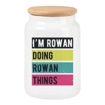 I’m Rowan Doing Rowan Things Retro Colors - Keksdose mit Holzdeckel - Weiß - Vorne