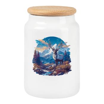 Reindeer Reindeer - Cookie Jar with Wooden Lid - white - Front