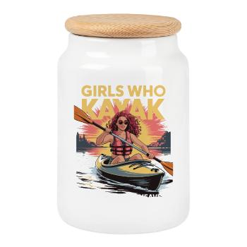 Girls Who Kayak Heaven Gift Design - Keksdose mit Holzdeckel - Weiß - Vorne