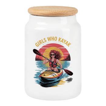Girls Who Kayak Heaven Gift Design - Keksdose mit Holzdeckel - Weiß - Vorne