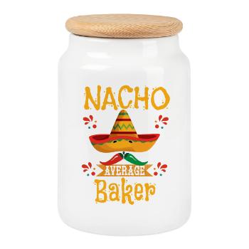 Nacho Average Baker - Cookie Jar with Wooden Lid - white - Front