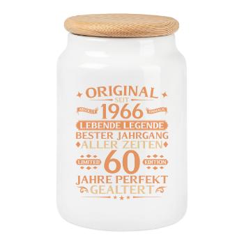 60. Geburtstag Absolut Einmalig 1966 Jahrgang - Keksdose mit Holzdeckel - Weiß - Vorne