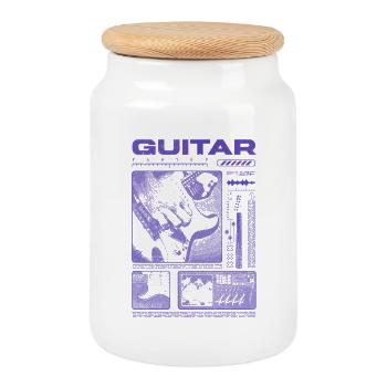 Guitar Player Rock Guitarist Streetwear Musician - Cookie Jar with Wooden Lid - white - Front