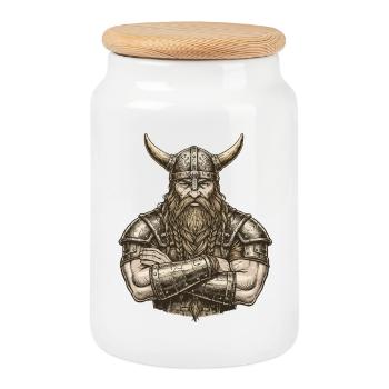 Wikinger Viking Legende Seemann Odin Rabe Kämpfer - Keksdose mit Holzdeckel - Weiß - Vorne