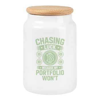 La Saint-Patrick à la poursuite de la chance parce que mon portfolio - Boîte à biscuits avec couvercle en bois - blanc - Devant