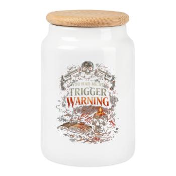 Dark Romance Booktok You Had Me At Trigger Warning - Cookie Jar with Wooden Lid - white - Front