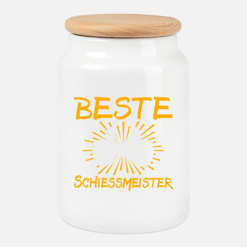 Schiessmeister Geschenkidee - Keksdose mit Holzdeckel - Weiß