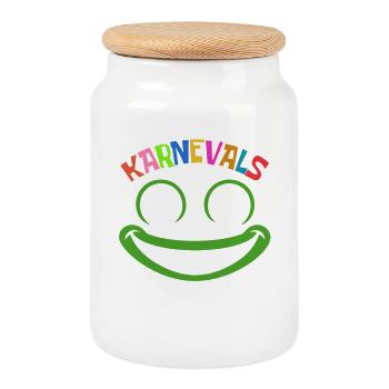 Grenouille du Carnaval | costume coloré de carnaval - Boîte à biscuits avec couvercle en bois - blanc - Devant