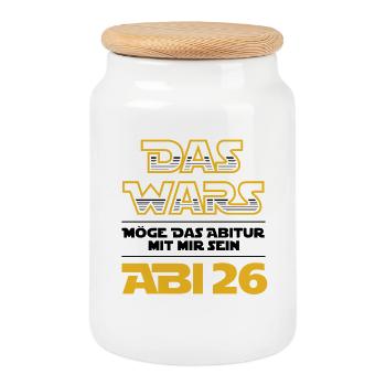 Les guerres | Abi 2026 - Abitur - Don - Boîte à biscuits avec couvercle en bois - blanc - Devant