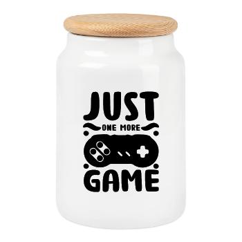 « Juste un jeu de plus » Merch | MT Gaming - Boîte à biscuits avec couvercle en bois - blanc - Devant