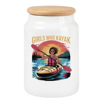Girls Who Kayak Heaven Gift Design - Keksdose mit Holzdeckel - Weiß - Vorne
