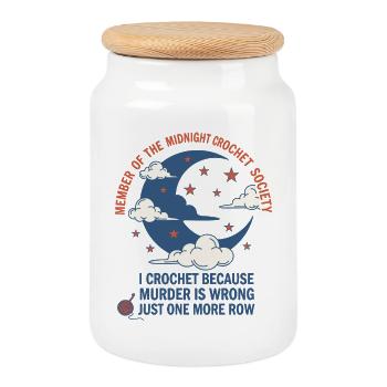 Midnight Crochet Society I Crochet Because Murder - Cookie Jar with Wooden Lid - white - Front