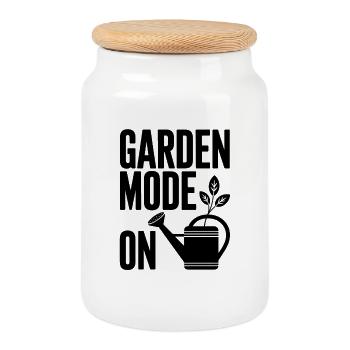 Garden Mode On Gartenmodus An Gärtner - Cookie Jar with Wooden Lid - white - Front