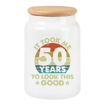 It Took Me 50 Years To Look This Good - Cookie Jar with Wooden Lid - white - Front