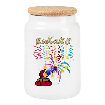 KuKaKö - Carnival Carnival Shrove Monday Köthen - Cookie Jar with Wooden Lid - white - Front